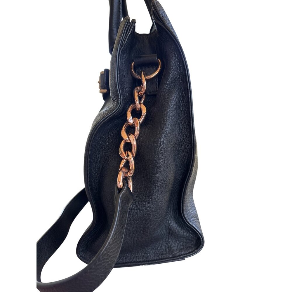 Michael Kors MK Hamilton Tote Handbag‎ Purse Black Pebbled Leather - Picture 5 of 15